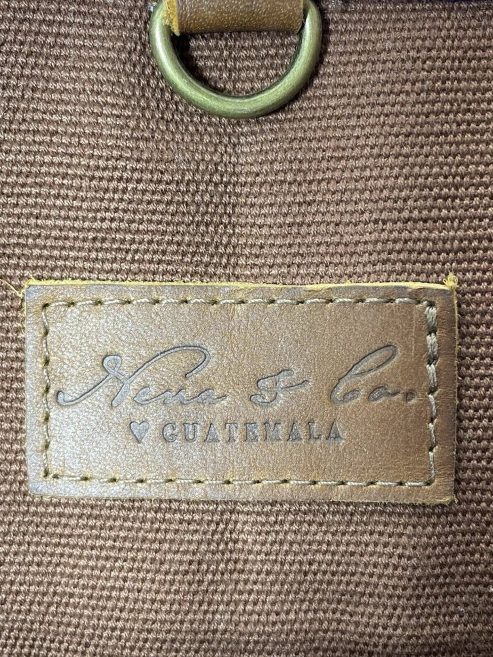 NENA & Co Embroidery Leather Day Shoulder Bag Artisan Guatemalan Zippered Pocket - Picture 7 of 7